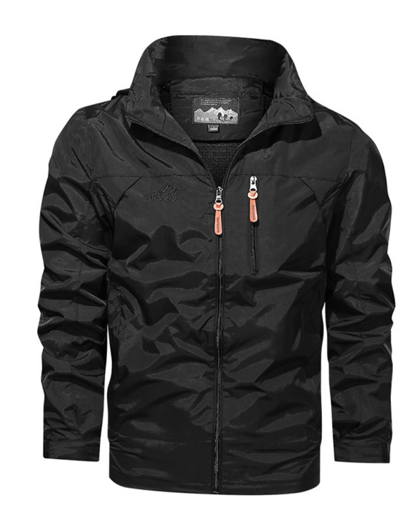 "Wasserdichte, atmungsaktive Herrenjacke in Blau, ideal für Outdoor-Abenteuer bei jedem Wetter, mit modernem Design."