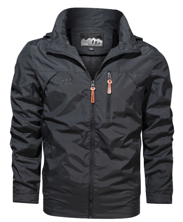 "Wasserdichte, atmungsaktive Herrenjacke in Blau, ideal für Outdoor-Abenteuer bei jedem Wetter, mit modernem Design."