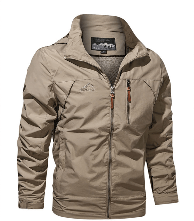 "Wasserdichte, atmungsaktive Herrenjacke in Blau, ideal für Outdoor-Abenteuer bei jedem Wetter, mit modernem Design."
