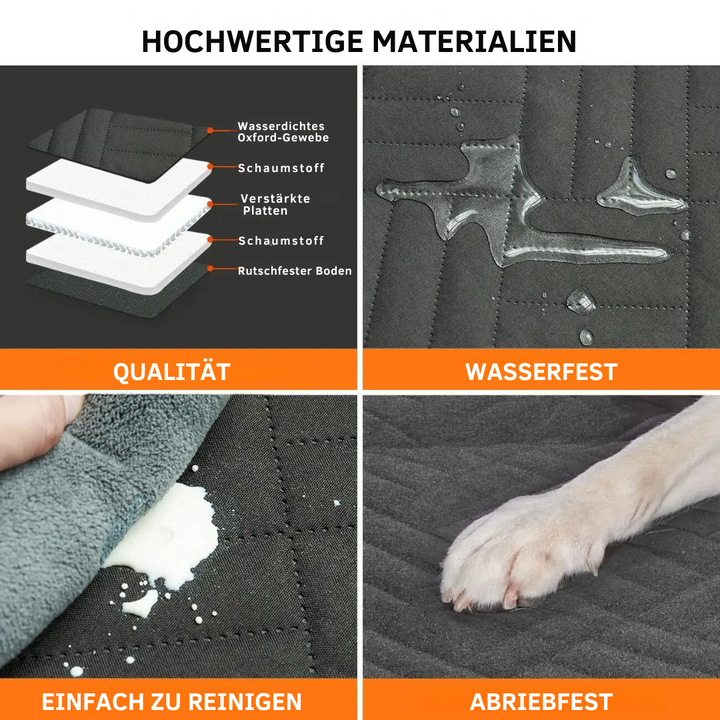 "Wasserdichte Hundedeckmatte im Auto, schützt vor Schmutz und Kratzern, bequemer Memory-Schaum für Hundekomfort"