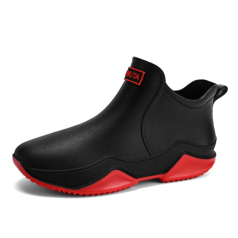 "Wasserdichte, stilvolle Damen-Gummistiefel, PVC-Material, modische Herbstfarben, komfortabler niedriger Absatz, Outdoor-Aben