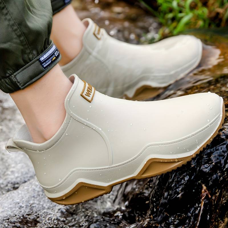 "Wasserdichte, stilvolle Damen-Gummistiefel, PVC-Material, modische Herbstfarben, komfortabler niedriger Absatz, Outdoor-Aben