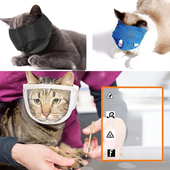 "Weiche Katzen Schutzmaske, atmungsaktiv und verstellbar, für Schutz und Komfort nach Operationen."