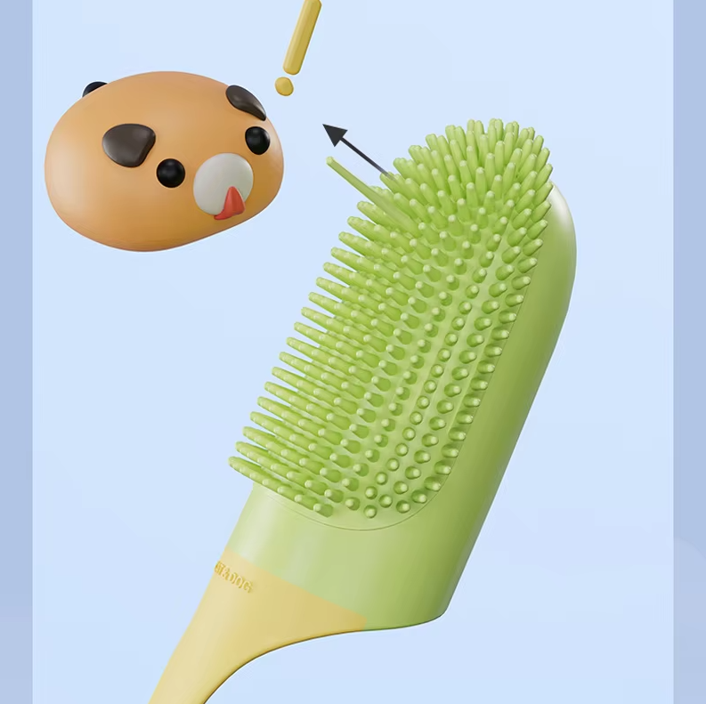 "Weiche TPR Zahnreinigungsbürste in Rosa, Grau oder Gelb zur sanften Zahnpflege und Zungenreinigung, ergonomisches Design."