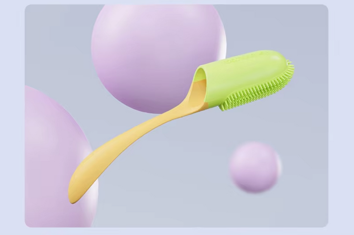 "Weiche TPR Zahnreinigungsbürste in Rosa, Grau oder Gelb zur sanften Zahnpflege und Zungenreinigung, ergonomisches Design."