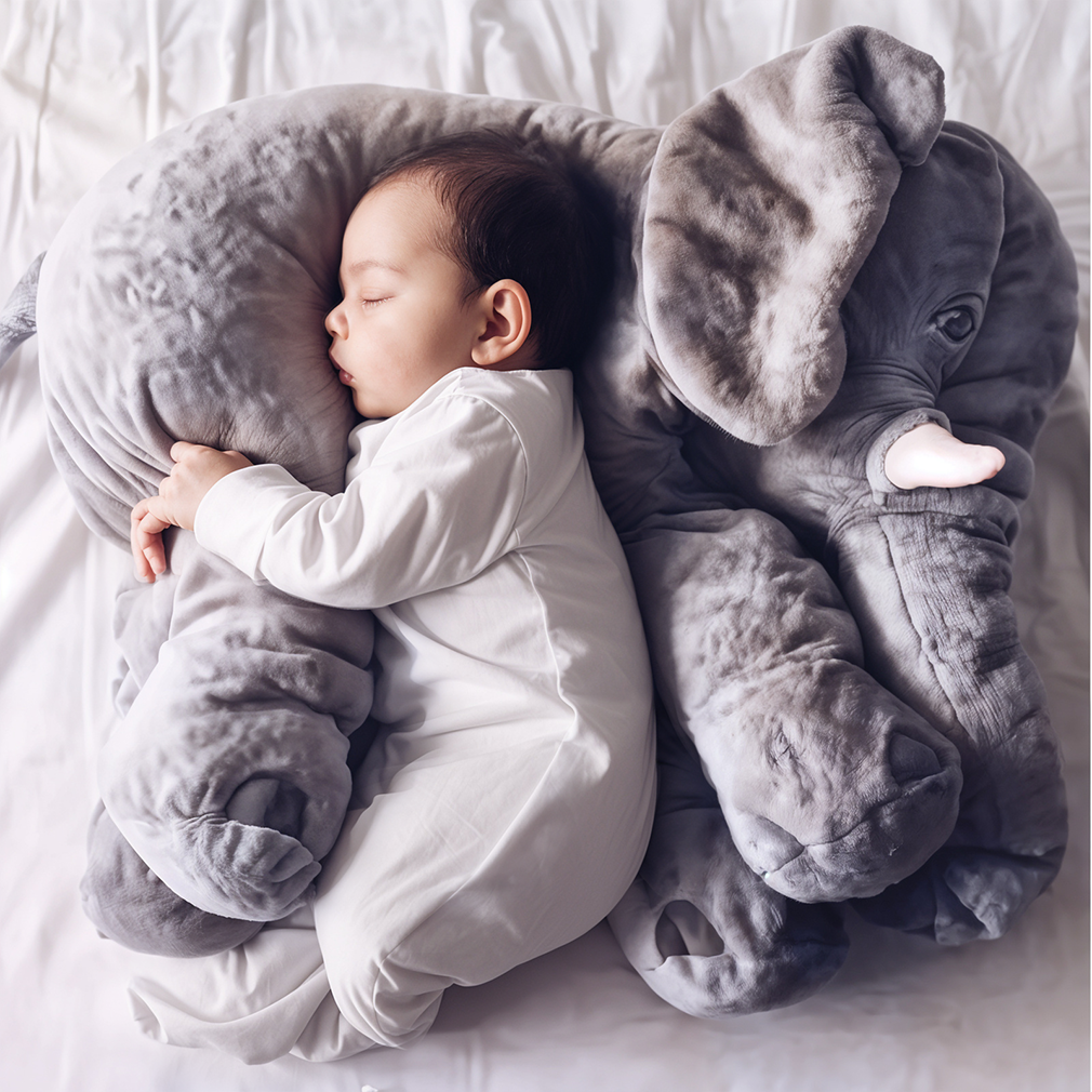 Weiches Kuschelkissen Elefant für Kinder, detailreiches Design, in Blau, Gelb, Grau, Lila, Rosa erhältlich, 40cm/60cm.