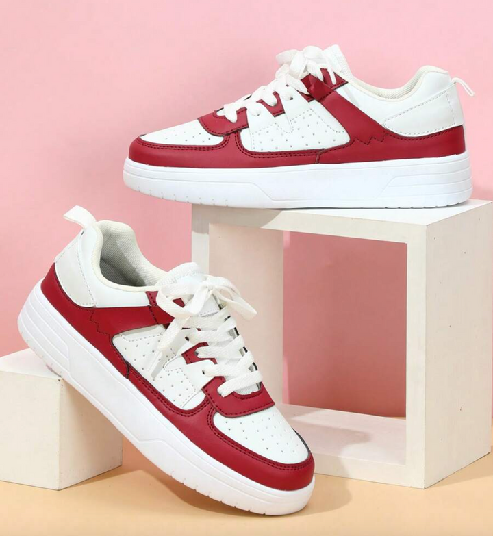 "Weiß, Blau, Schwarz und Rosa Damen-Sneakers mit farbigem Design für Komfort und Stil"