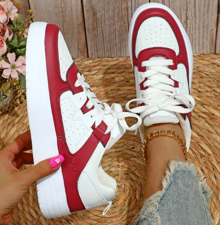 "Weiß, Blau, Schwarz und Rosa Damen-Sneakers mit farbigem Design für Komfort und Stil"