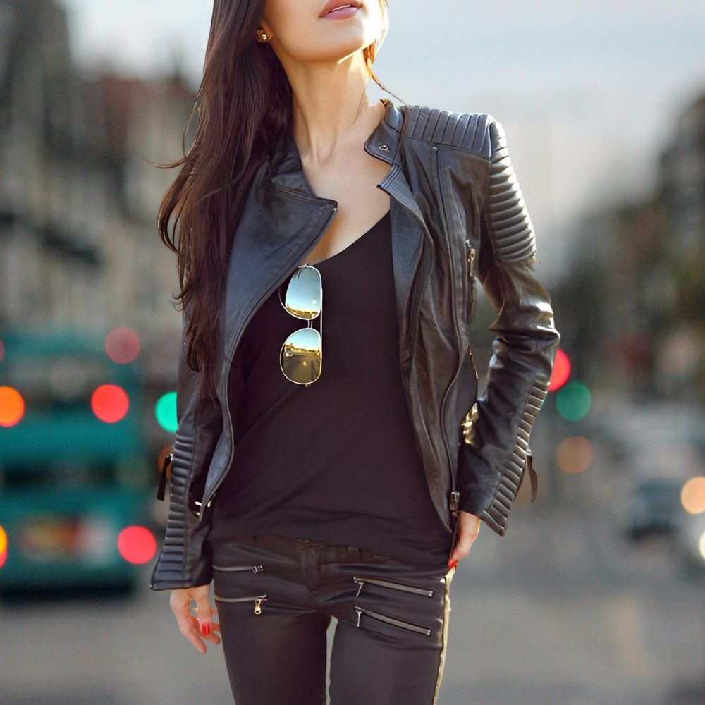 Damen Lederjacke mit urbanem Flair und eleganten Details