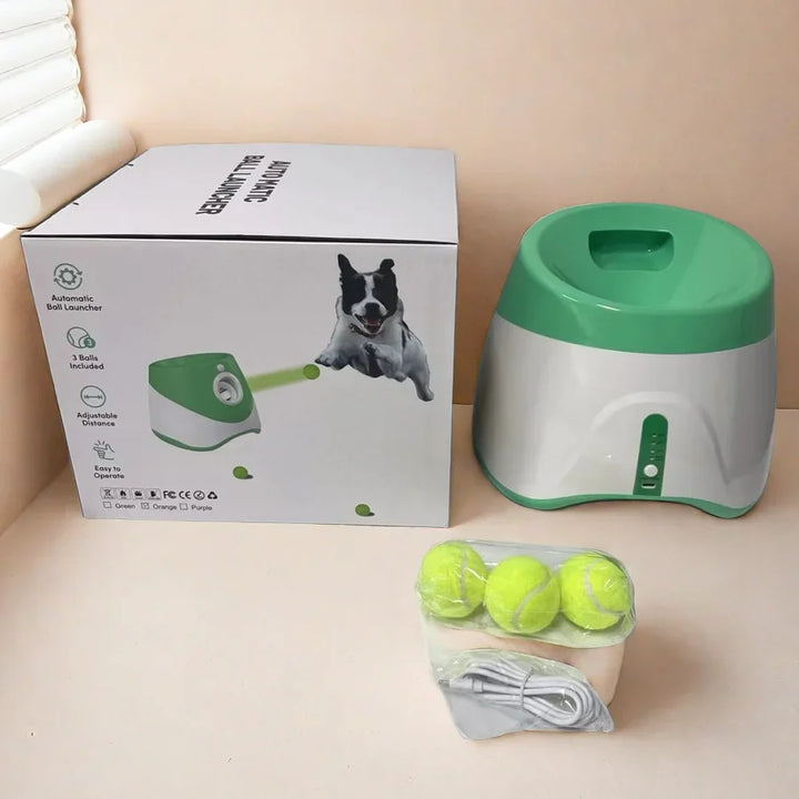 "Wiederaufladbarer, verstellbarer automatischer Ballwerfer für Hunde mit modernem Design aus hochwertigem Kunststoff."