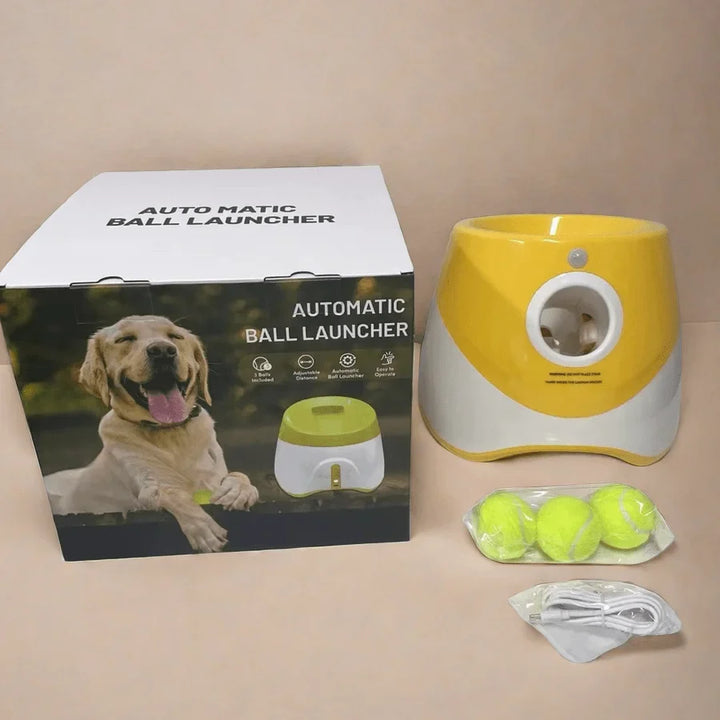 "Wiederaufladbarer, verstellbarer automatischer Ballwerfer für Hunde mit modernem Design aus hochwertigem Kunststoff."
