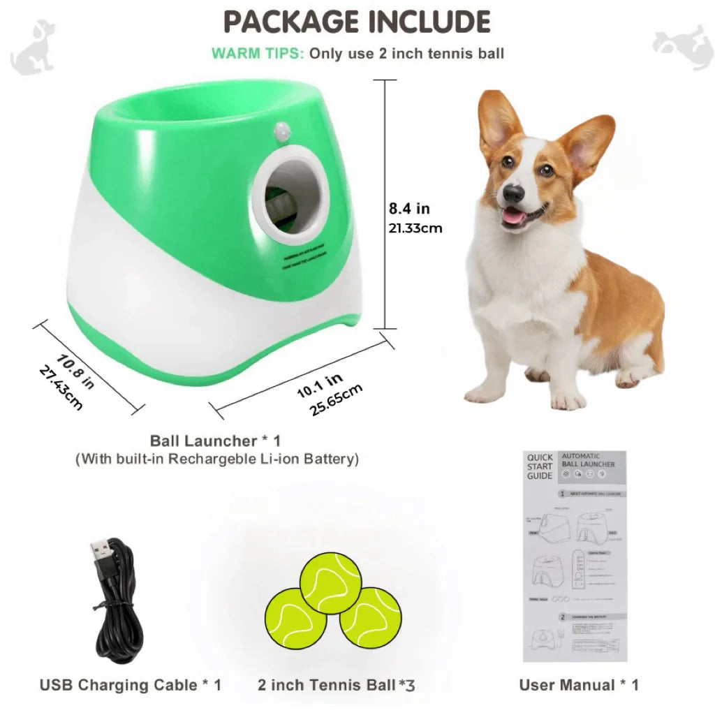 "Wiederaufladbarer, verstellbarer automatischer Ballwerfer für Hunde mit modernem Design aus hochwertigem Kunststoff."