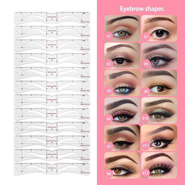"Wiederverwendbare Augenbrauenschablonen für makellose Form, 12 Stile, einfach anzuwenden für natürliche oder definierte Look