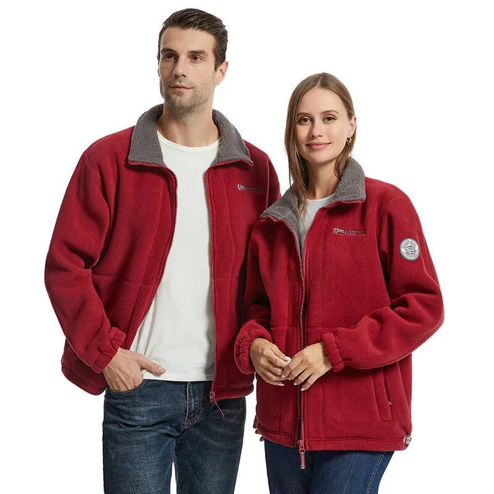 Winddichte Herren Fleece Jacke, grau, elegant, atmungsaktiv, mit versteckten Taschen, ideal für kalte Herbst- und Wintertage.