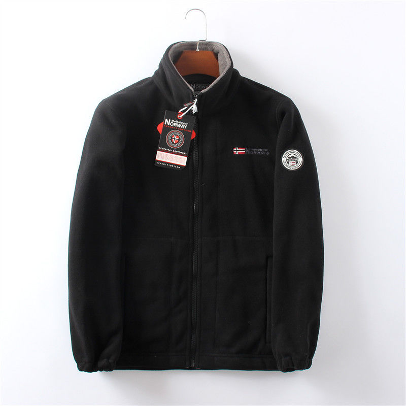 Winddichte Herren Fleece Jacke, grau, elegant, atmungsaktiv, mit versteckten Taschen, ideal für kalte Herbst- und Wintertage.