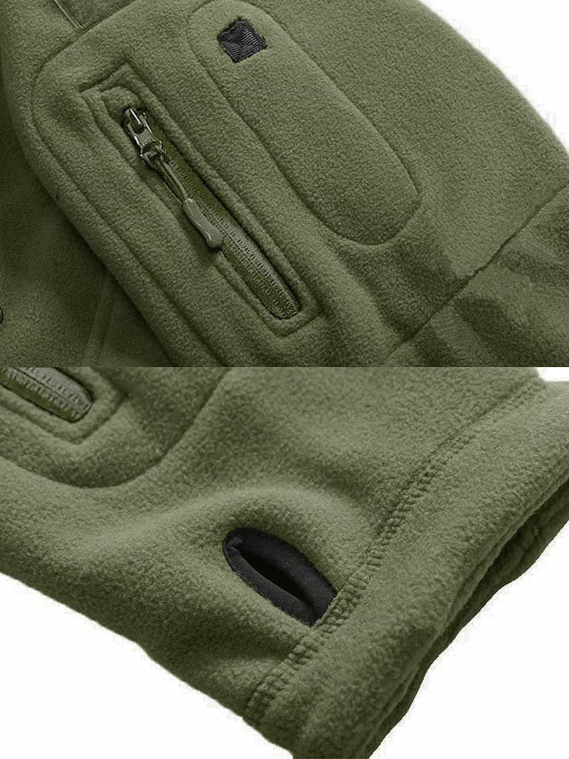 Winddichte Herren-Outdoor-Fleecejacke, grau, mit Taschen; ideal für Wandern, bietet Komfort und Schutz vor Wind.