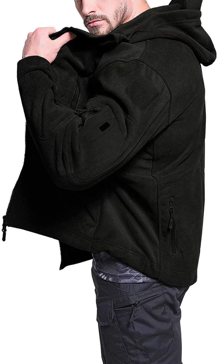 Winddichte Herren-Outdoor-Fleecejacke, grau, mit Taschen; ideal für Wandern, bietet Komfort und Schutz vor Wind.