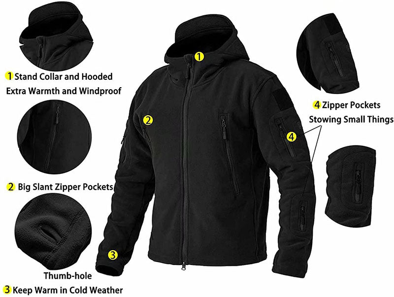 Winddichte Herren-Outdoor-Fleecejacke, grau, mit Taschen; ideal für Wandern, bietet Komfort und Schutz vor Wind.