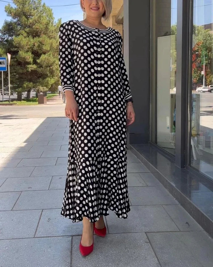 Theresa's™ Polka Dot Kleid mit langen Ärmeln - Stylisch und verspielt