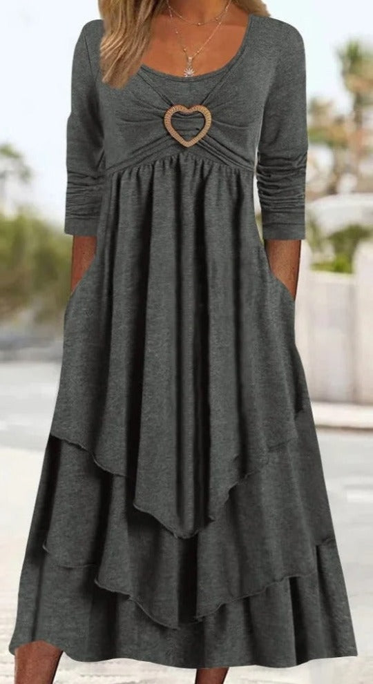 Theresa's™ Plain Langarmkleid