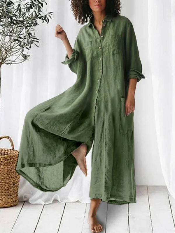 Theresa's™ Langärmeliger Jumpsuit mit weiten Beinen - Stylisch und bequem