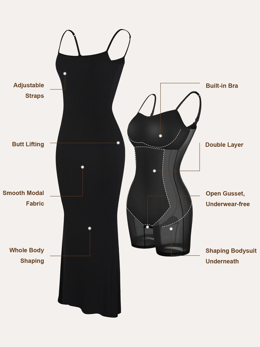 Theresa's™  Eingebauter Shapewear-Slip Maxi-Lounge-Kleid